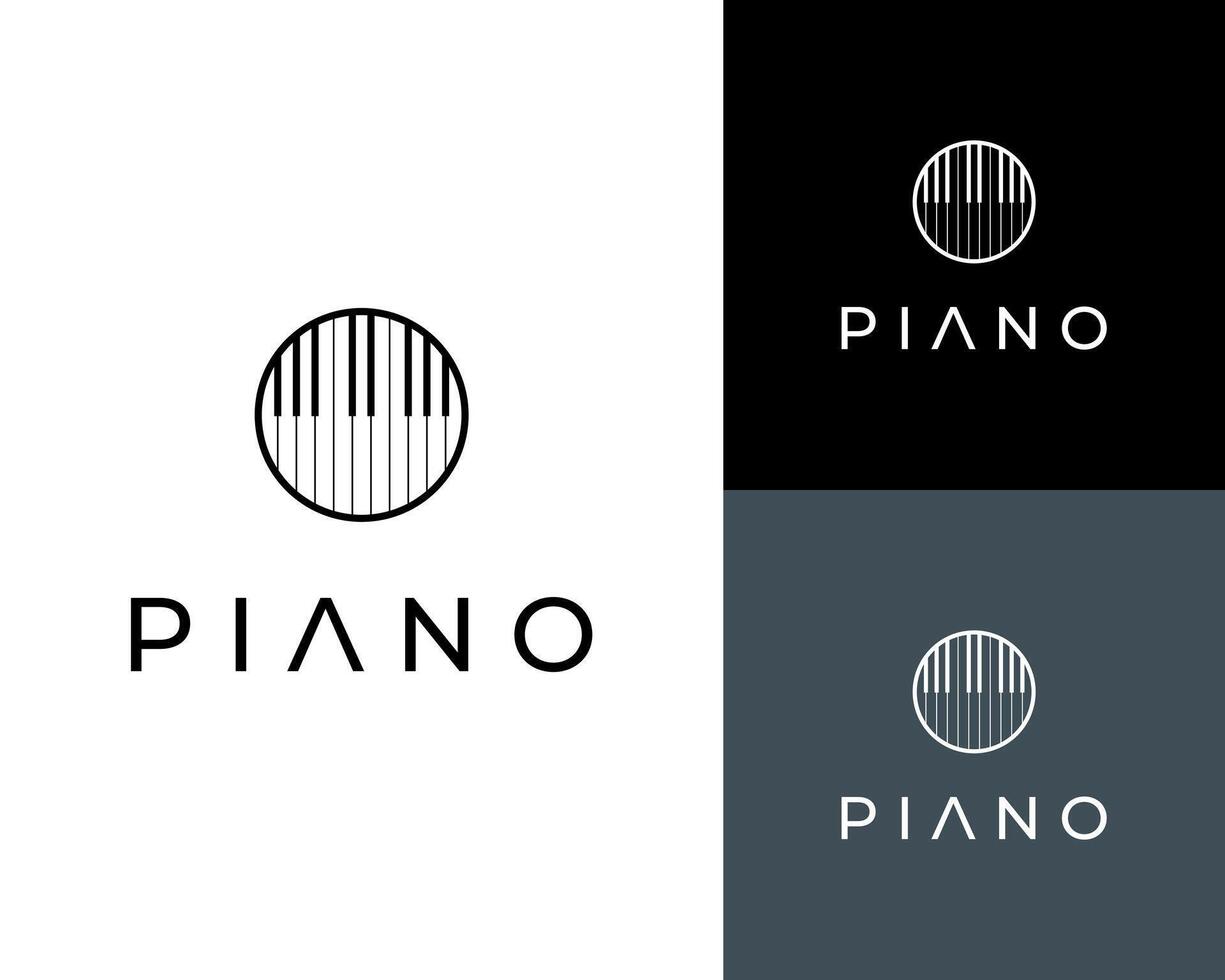 Piano Keyboard Circle Orchestra Classical Music Instrument Musical Logo Design Illustration vector