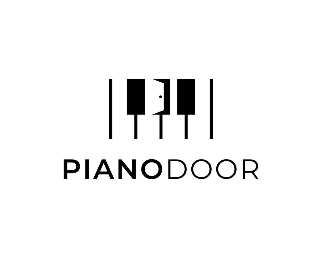 Piano Keyboard Orchestra Music Instrument with Open Door Doorway Logo Design Illustration vector