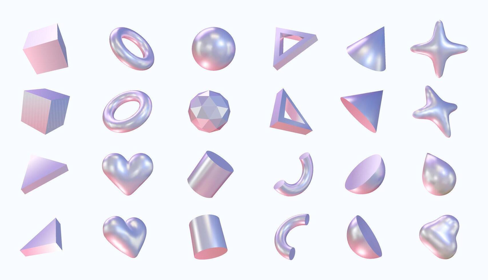 white abstrac geometric glossy shapes in two different angle view vector