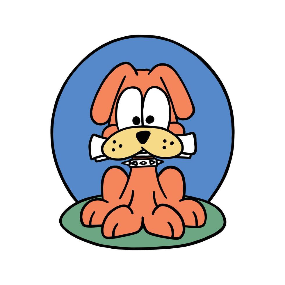cute dog with newspaper retro cartoon character illustration vector