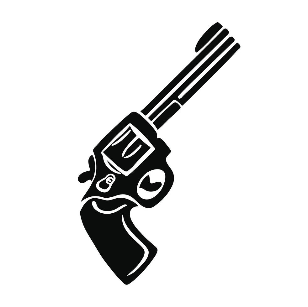 black and white silhouette weapon revolver hands vector