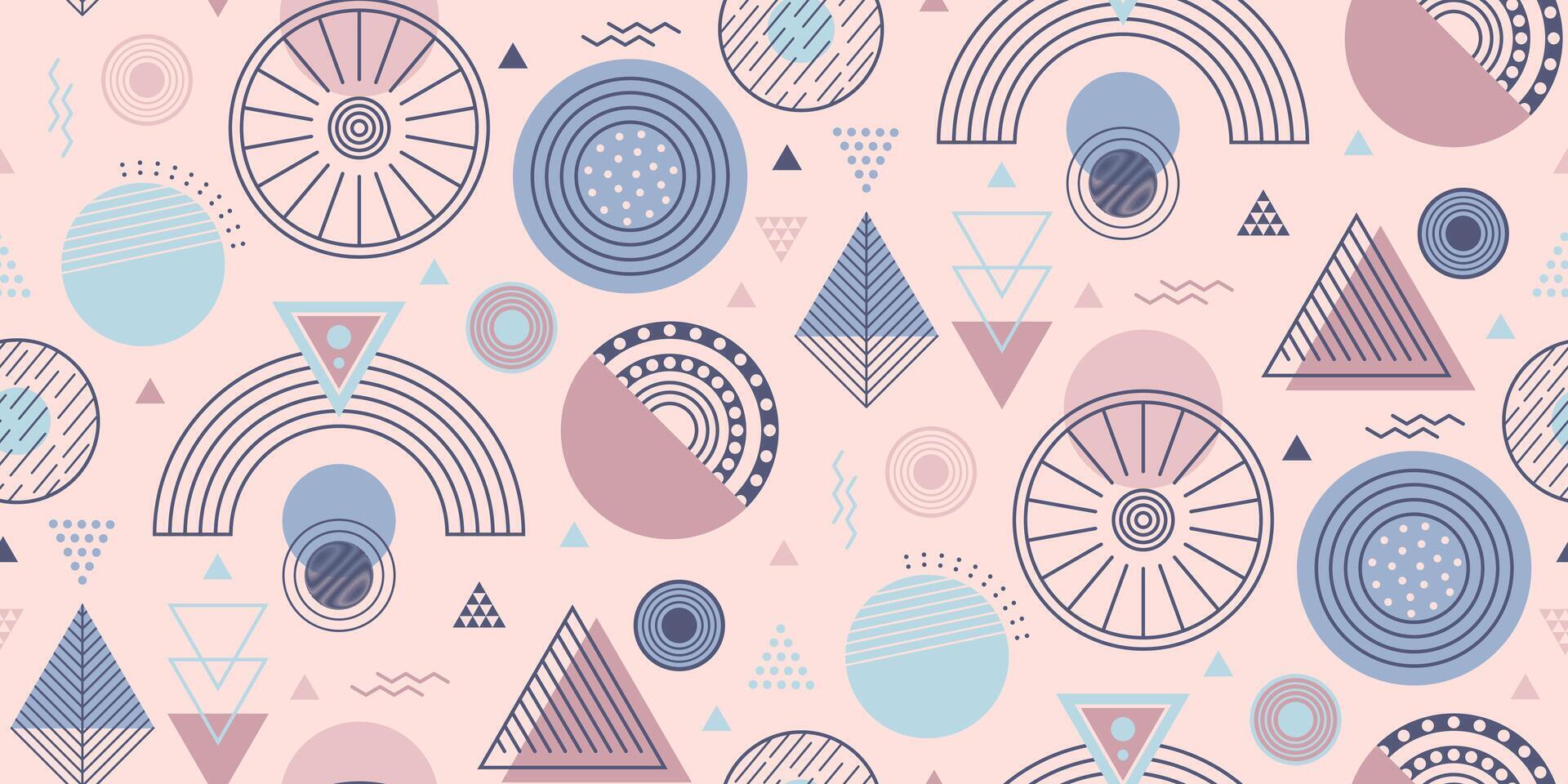 Modern abstract geometric seamless pattern. Wallpaper design with circle, triangle, geometric shape and line. Design for wallpaper, fabric, wrapping paper. illustration3 vector