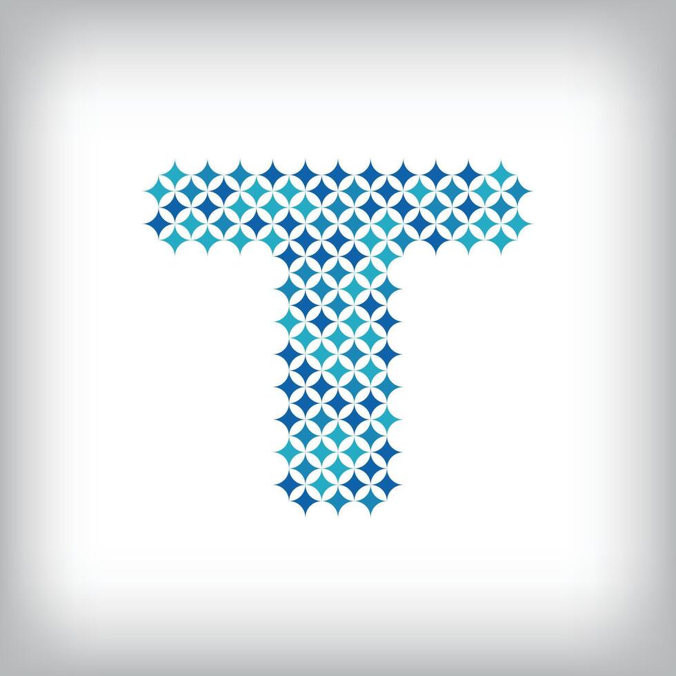 Modern star letter T logo. All numbers are in line strip form. vector