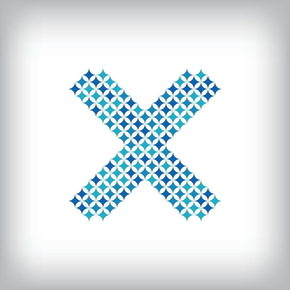 Modern star letter X logo. All numbers are in line strip form. vector