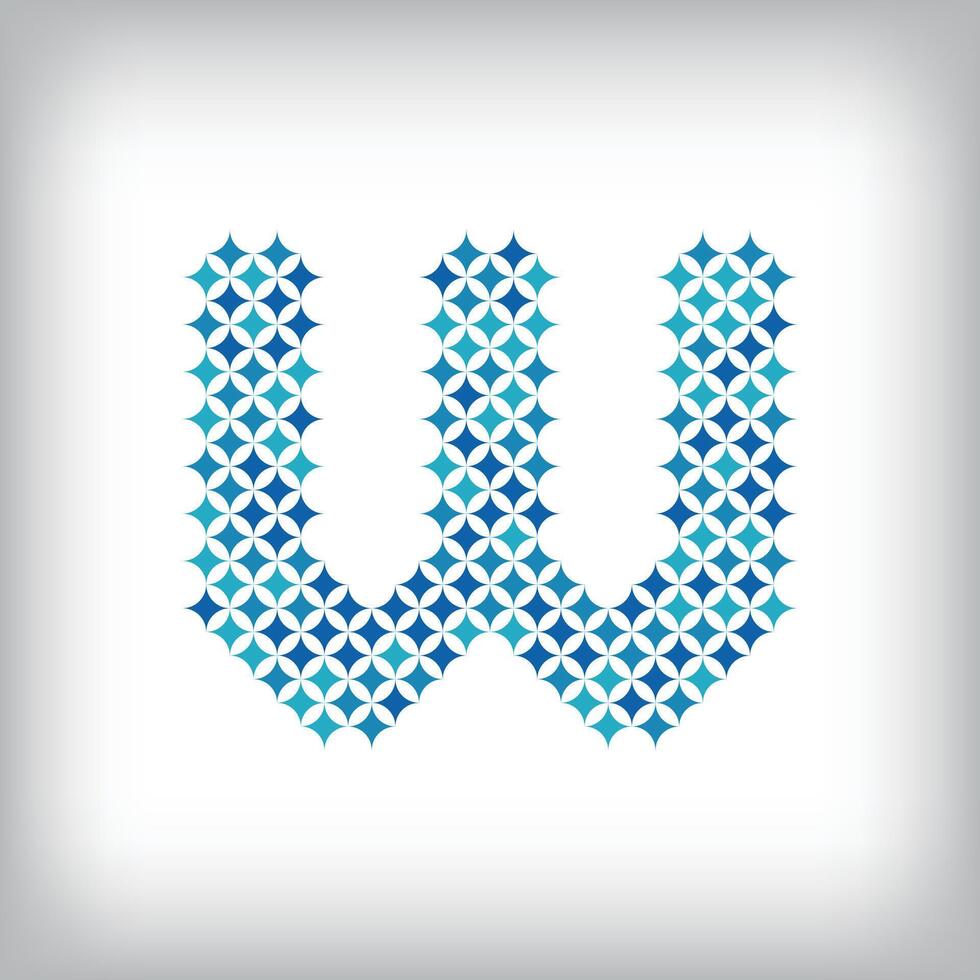 Modern star letter W logo. All numbers are in line strip form. vector