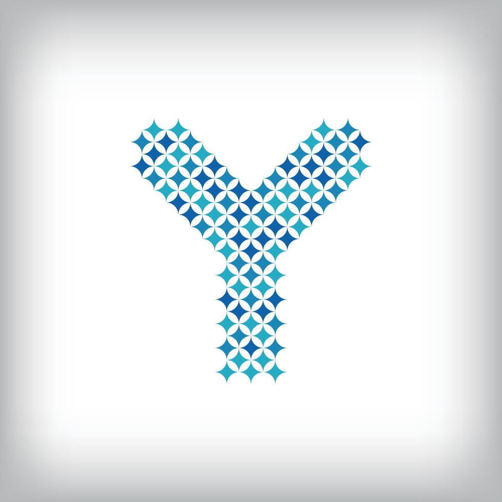 Modern star letter Y logo. All numbers are in line strip form. vector