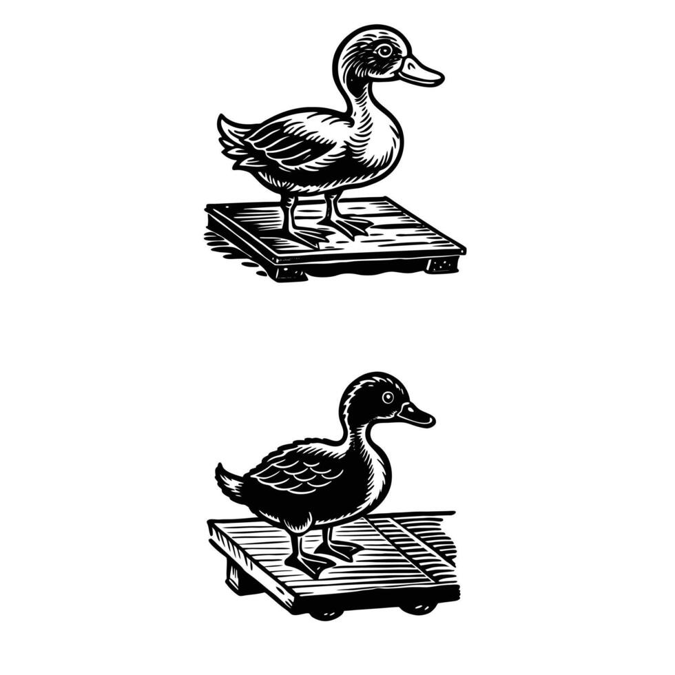 Duck On Dock Vectors