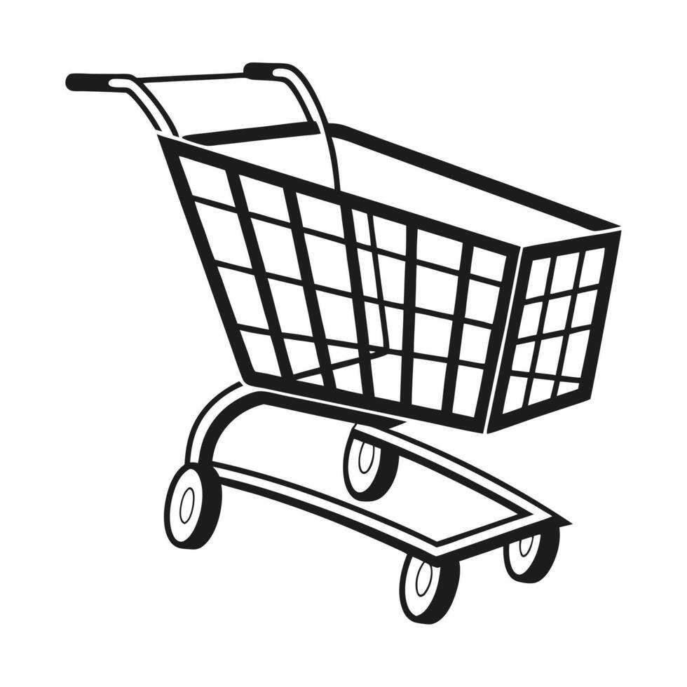 line art illustration of a shopping cart. vector