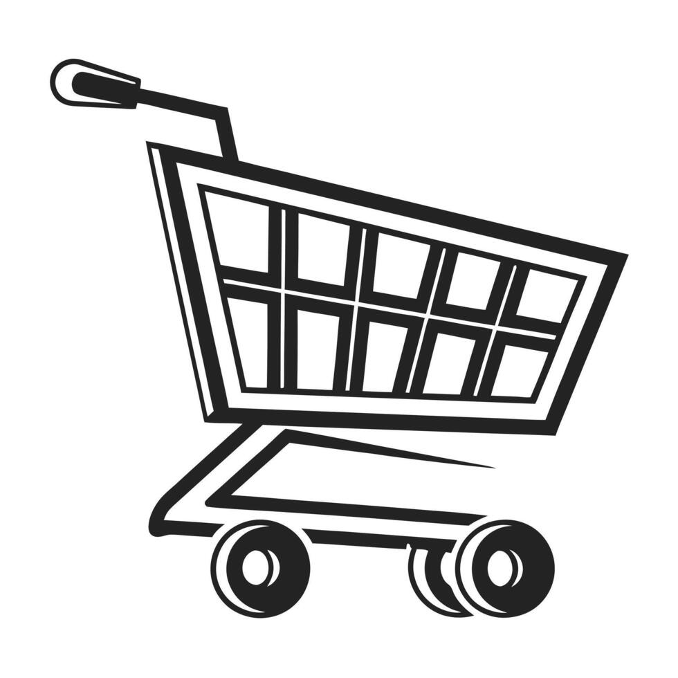 Black and White Shopping Cart Icon vector