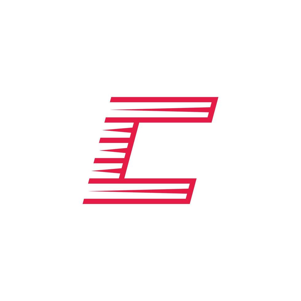 letter c fast red run unique logo vector