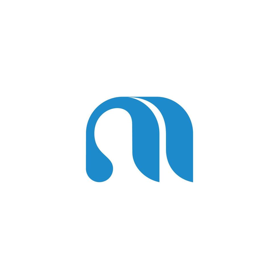 letter mn curves blue water drop simple lgoo vector