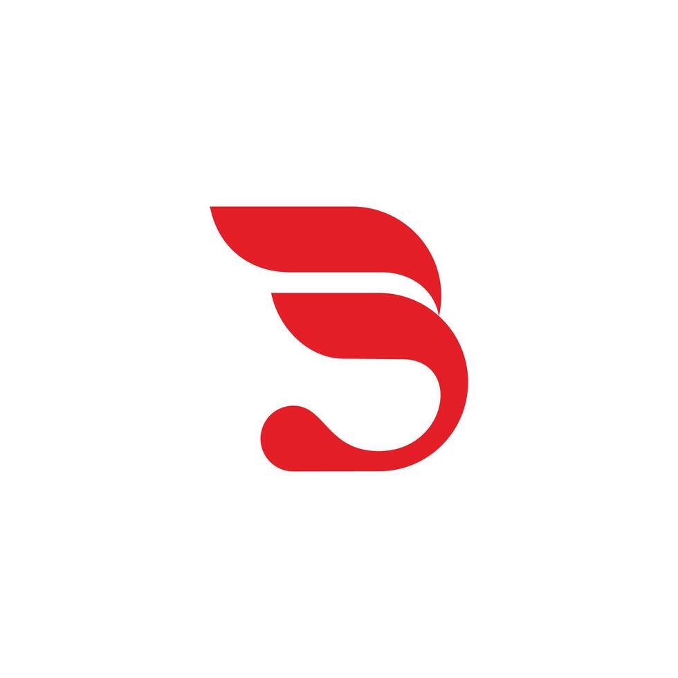 letter b fast wing simple geometric curve logo vector