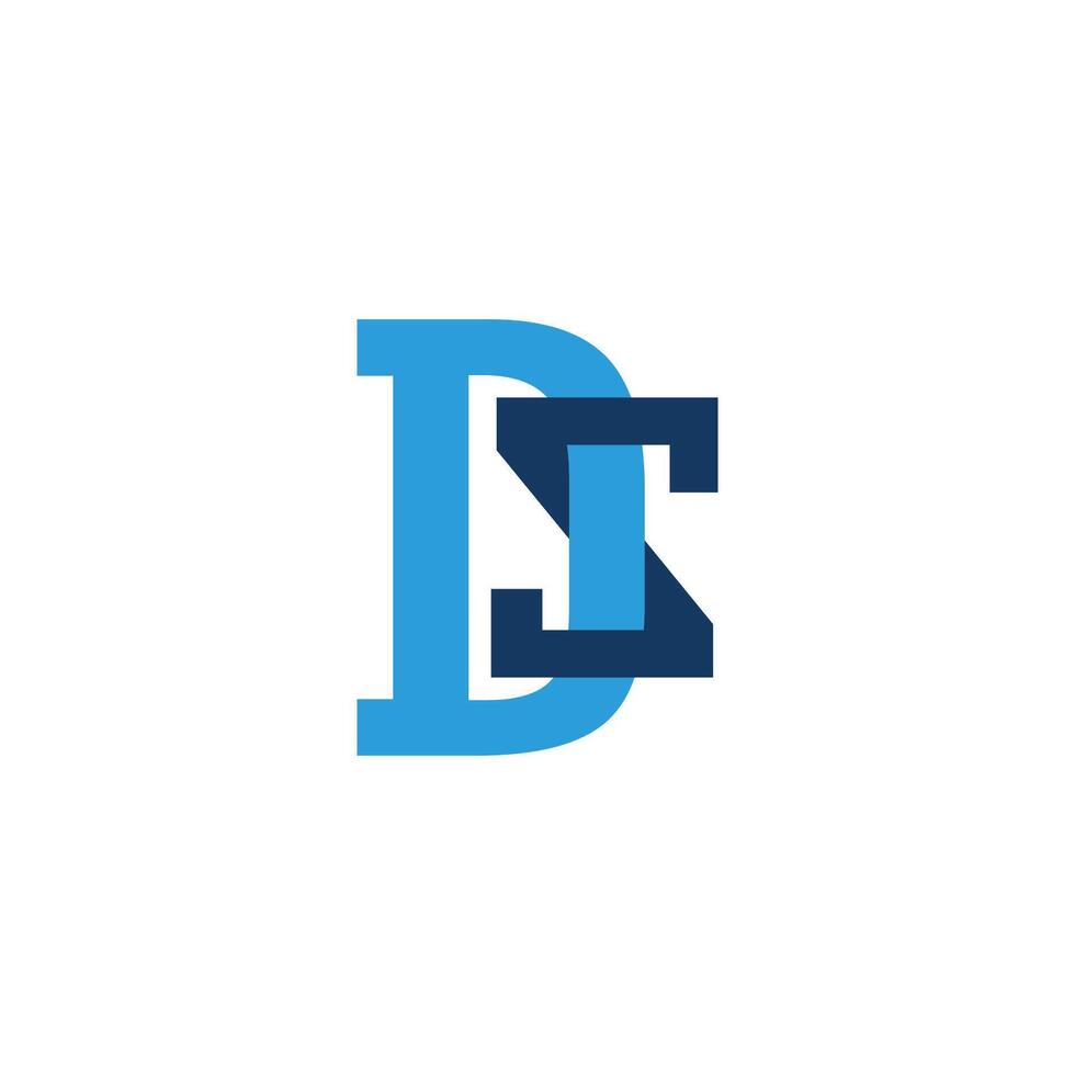 letter ds linked overlapping blue simple logo vector