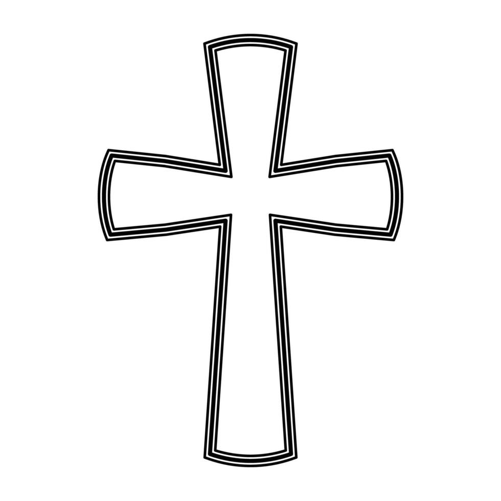 Ornate Christian Cross with Double Outline vector