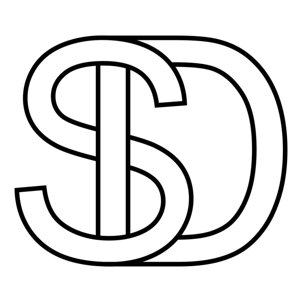 Logo sign sd ds icon double letters logotype d s vector