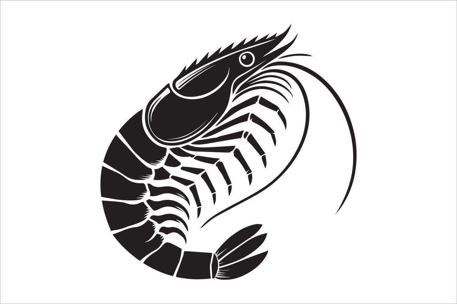 shrimp silhouette simple art style white background vector