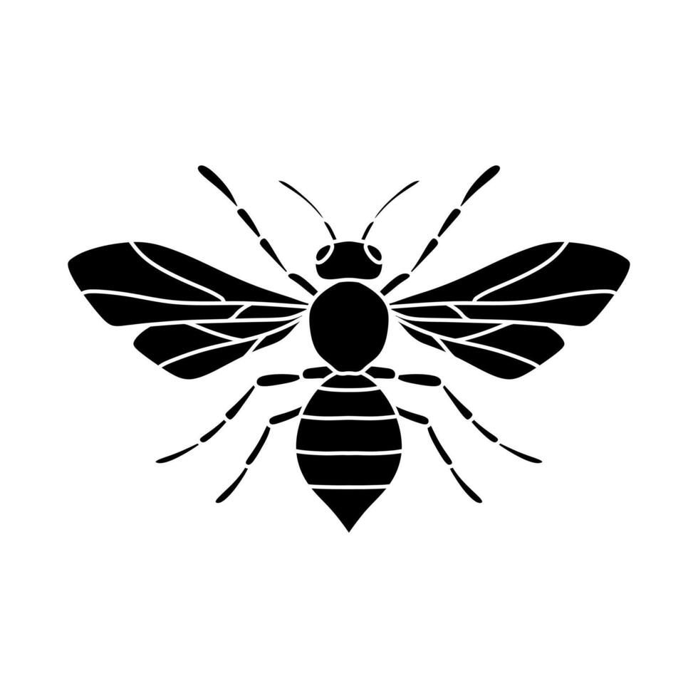 black and white bee vector