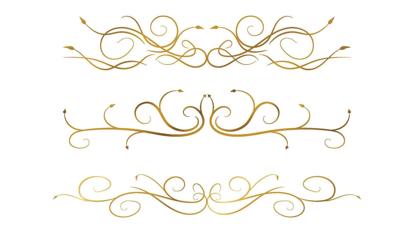 abstract frame decoration. gold calligraphy text dividers set isolated on white background vector
