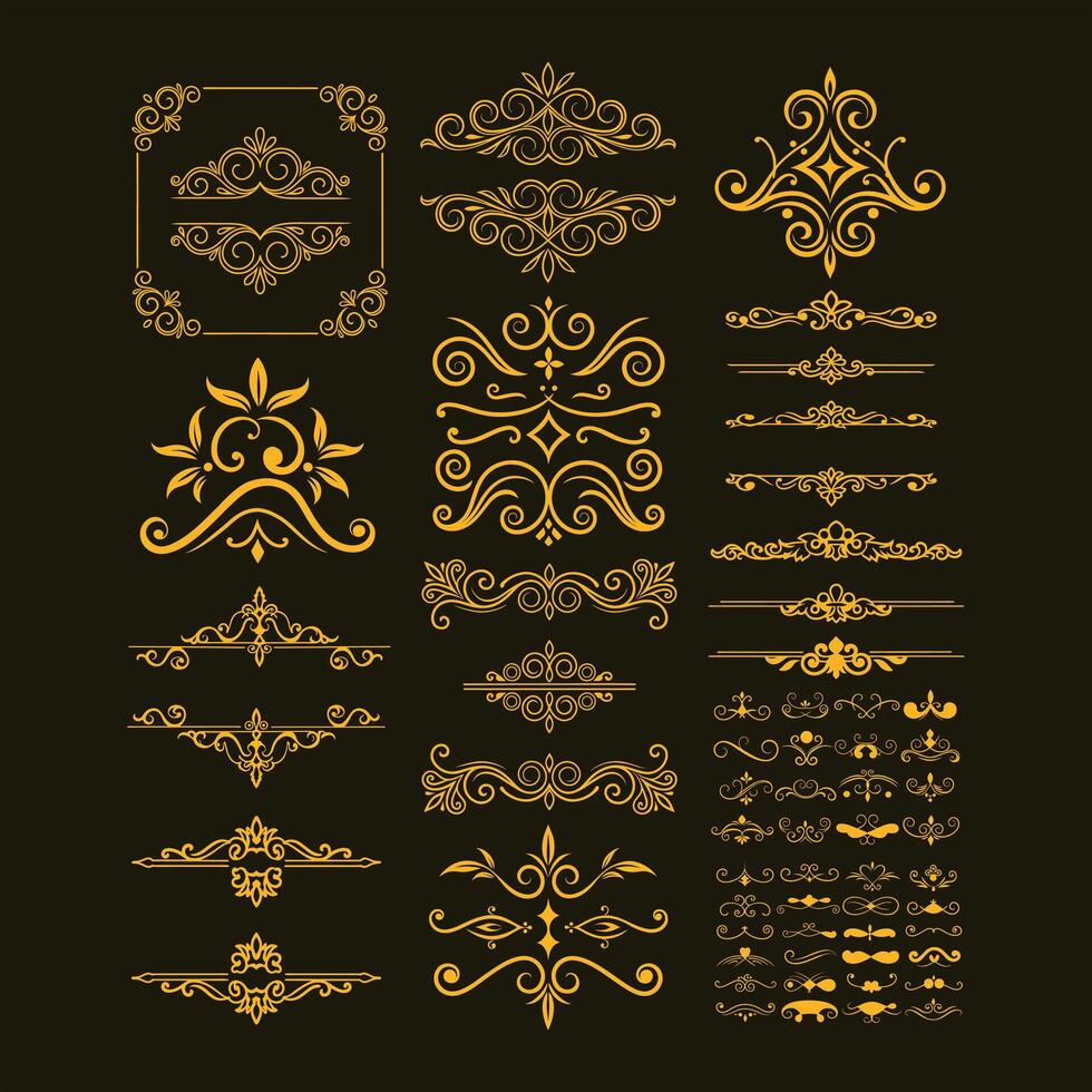 Elegant Calligraphic Golden Page Decoration design. vector