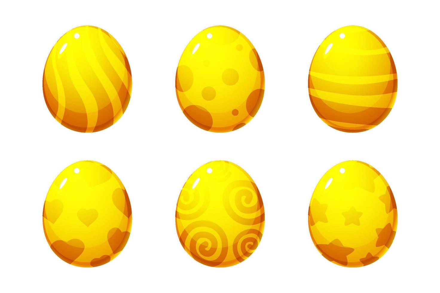 Set of golden Easter eggs isolated on white background. Decorative design elements for Easter design vector