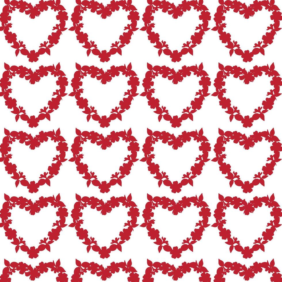Red Heart-Shaped Designs with Intricate Floral and Leaf Patterns on White Background vector