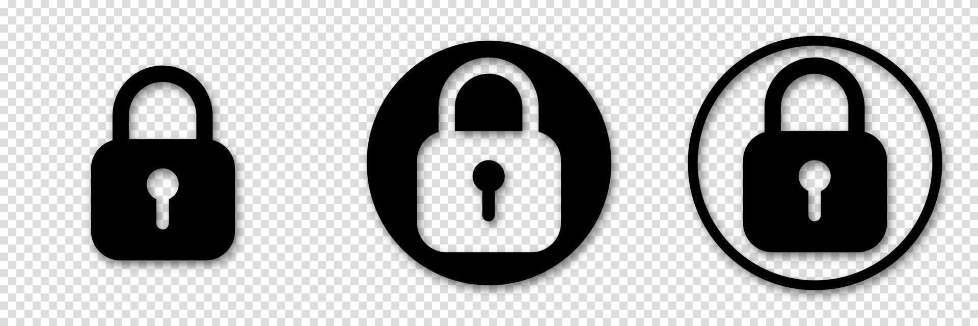 Padlock icon set featuring safety designs. Security symbols for various themes. vector