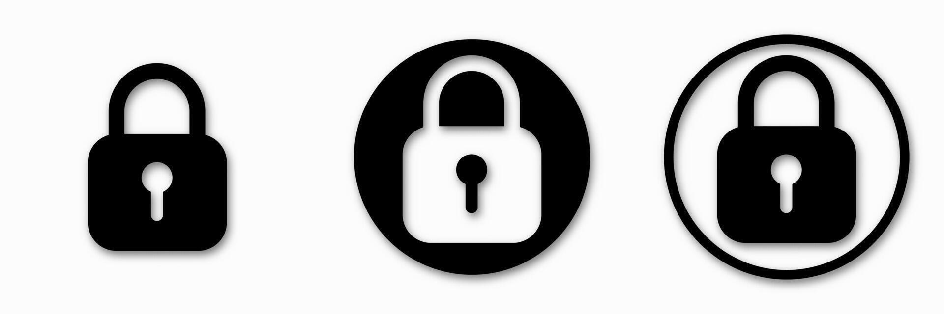Set of lock padlock icons. Collection of security symbols for protection concepts. vector