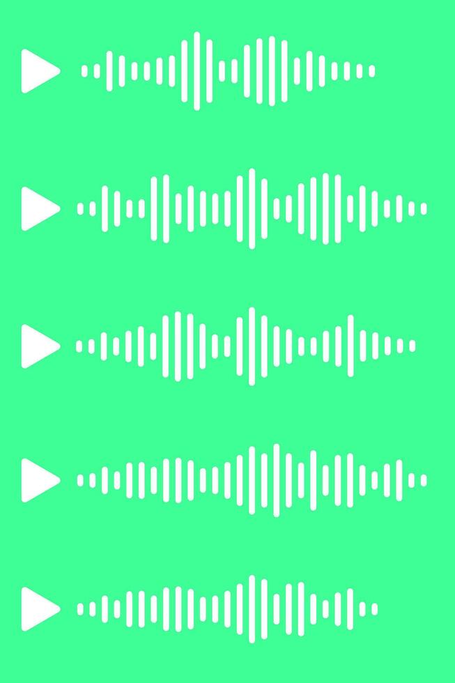 Audio wave icon sound song podcast set on green isolated background. Voice message. vector
