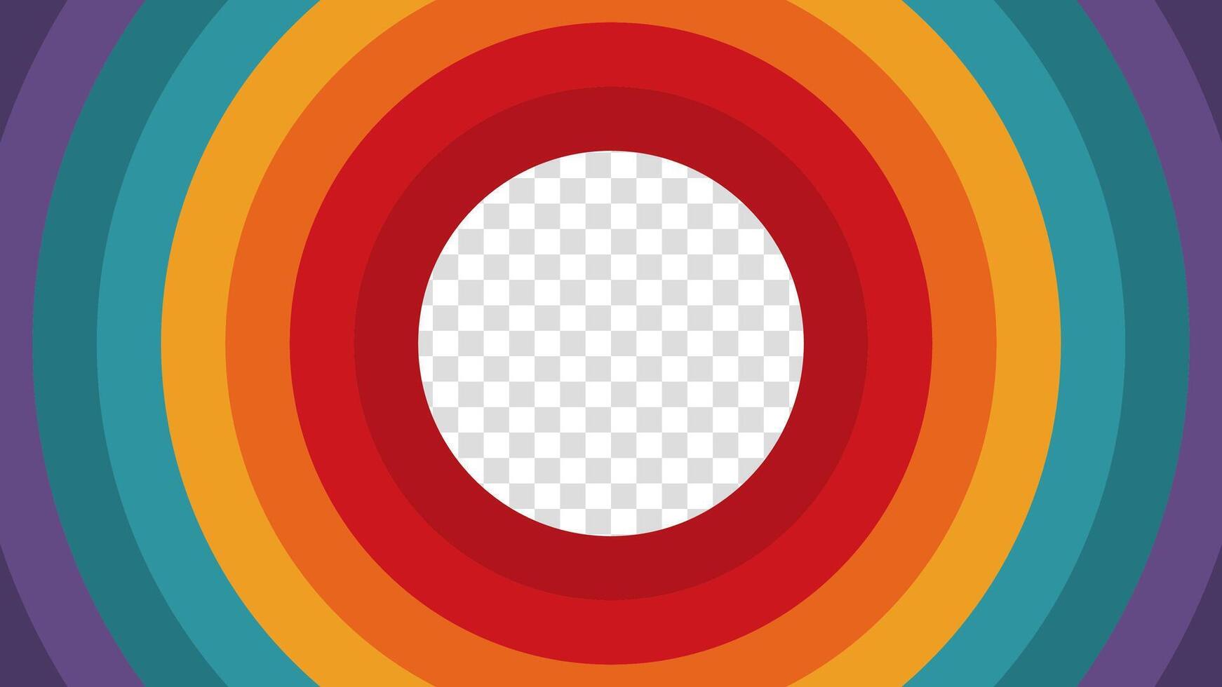Abstract 1970s 1980s 1960s background with circles element and retro colors. Design in futuristic retro style with transparent circle. Funky illustration. vector