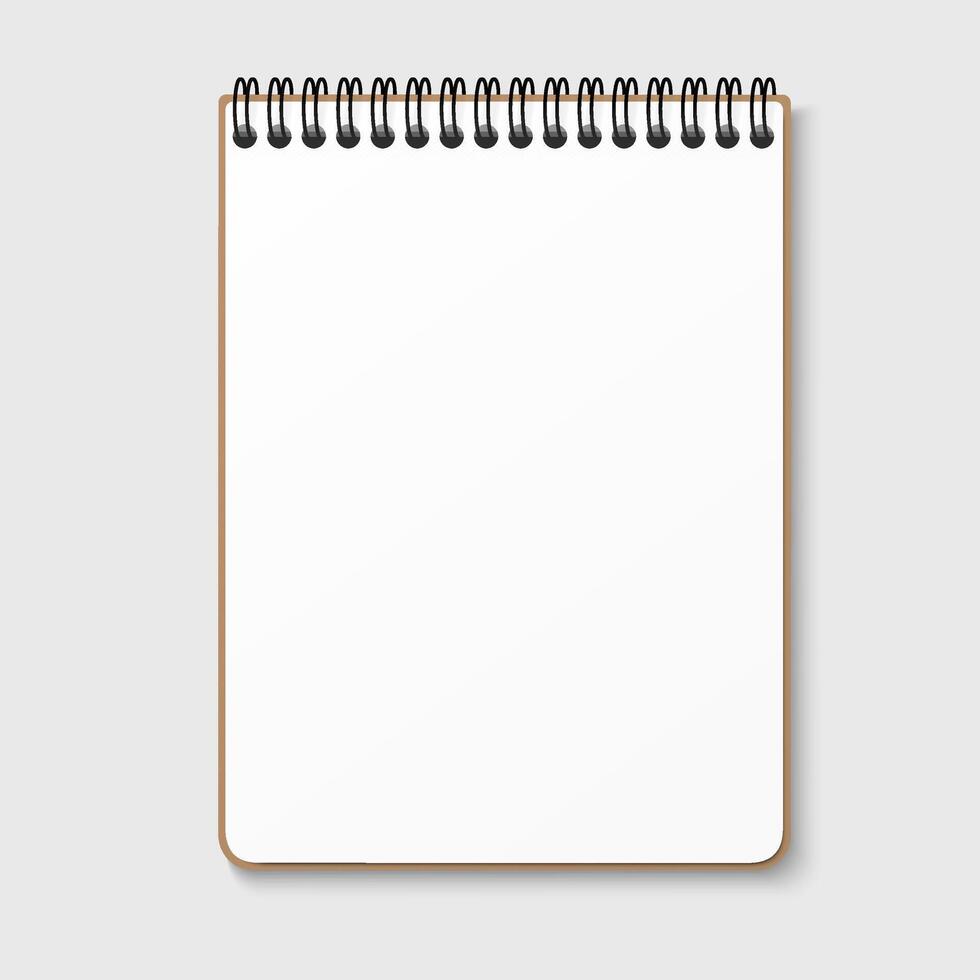 Notepad with a horizontal spring spiral. Notebook with a blank white sheet. vector