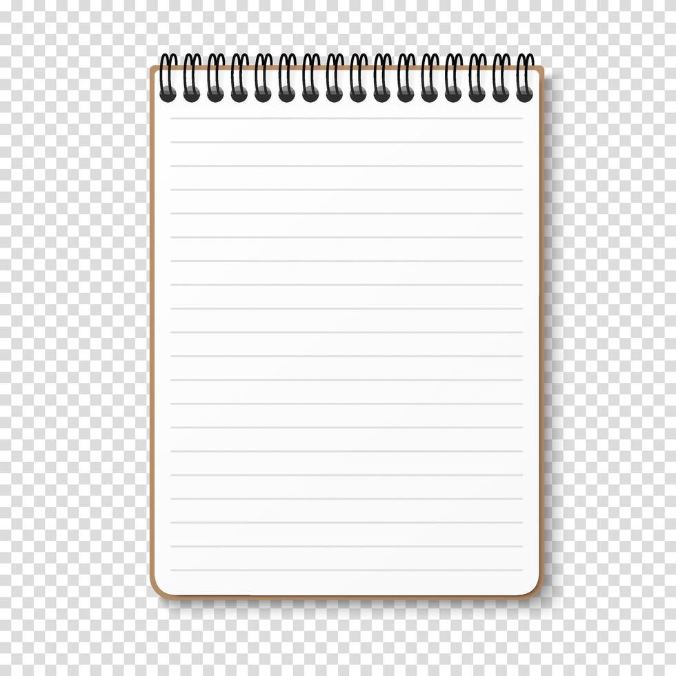 Notepad with a horizontal spring spiral. Notebook with a white lined sheet. vector