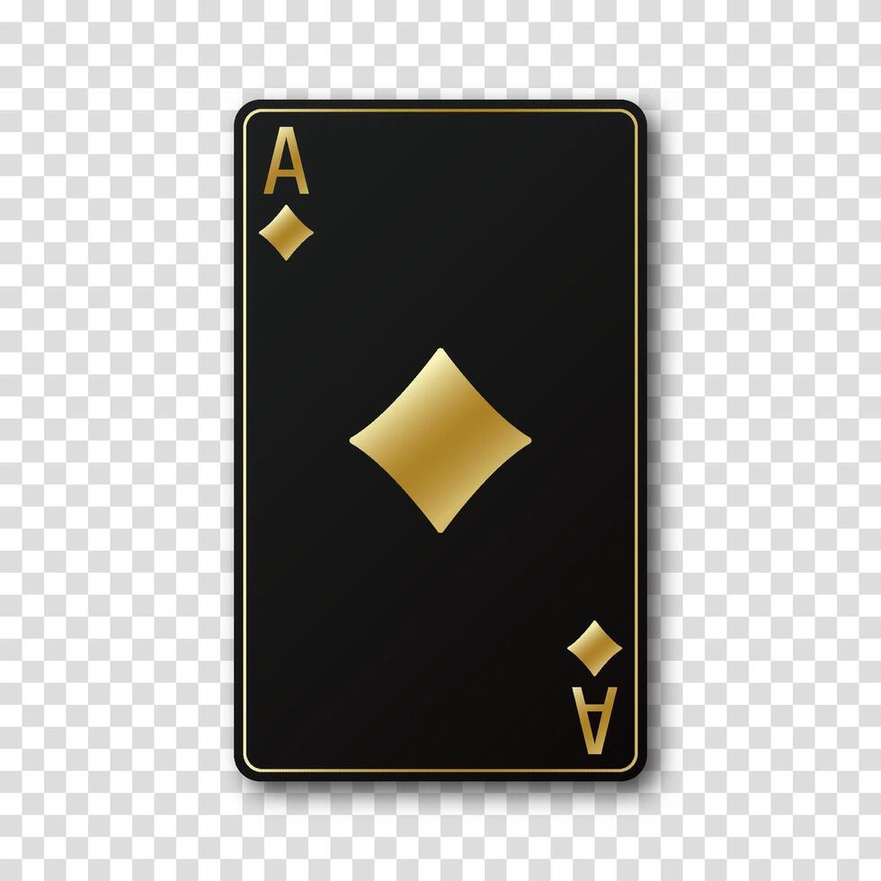 Black and golden Ace card with a spade symbol in realistic style. Elegant clipart for casino and gaming projects. vector