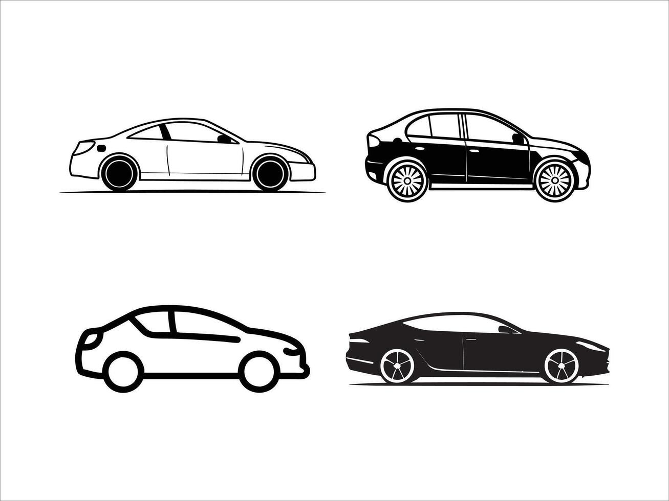 Simple Black Car Icons vector