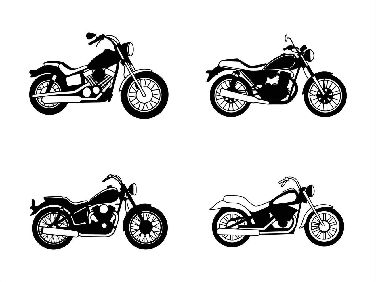 Clean Motorcycle Illustration Set vector