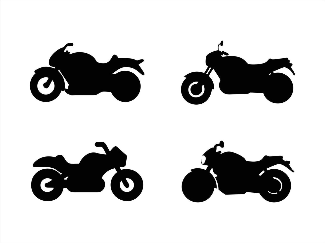 Elegant Black Motorcycle Silhouettes vector