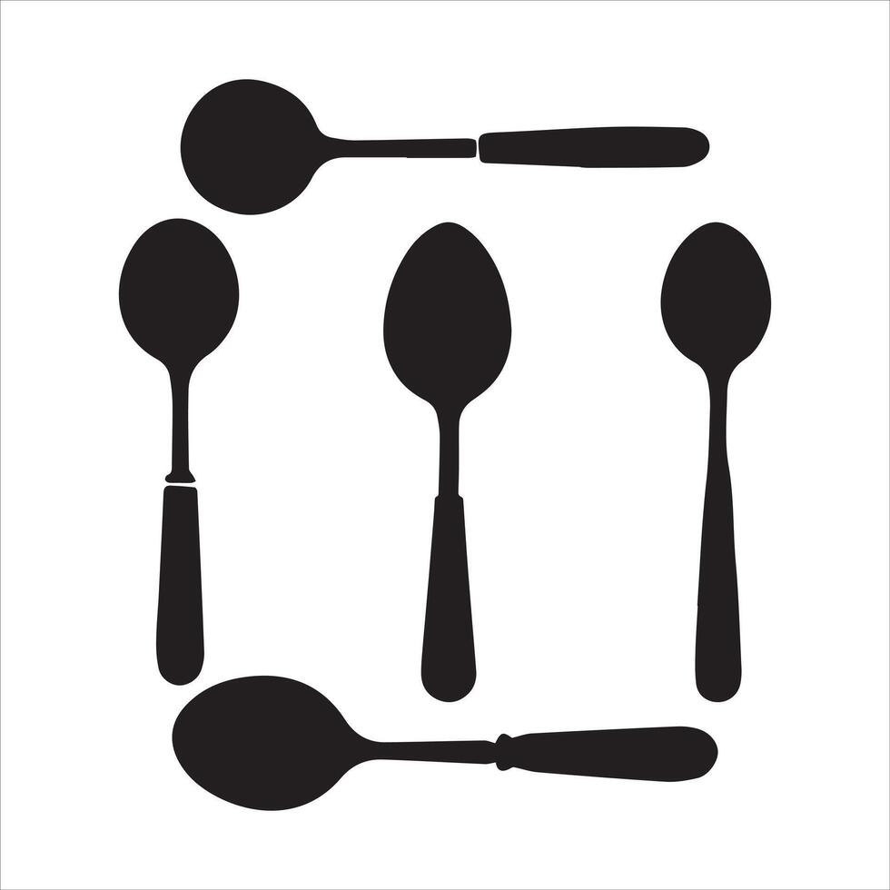 Clean Spoon Icon Set on White Background vector