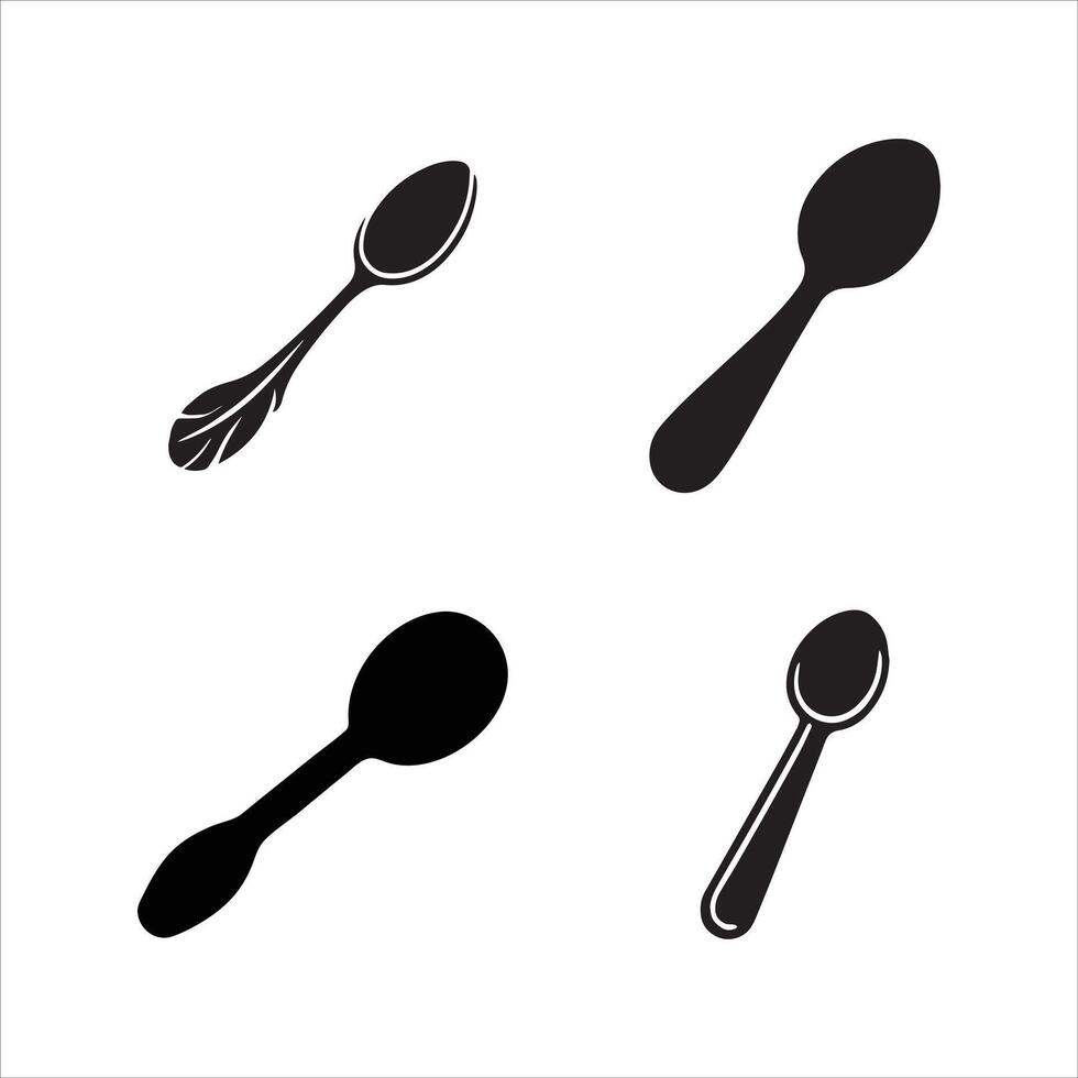 Minimalist Spoon Designs in Black vector