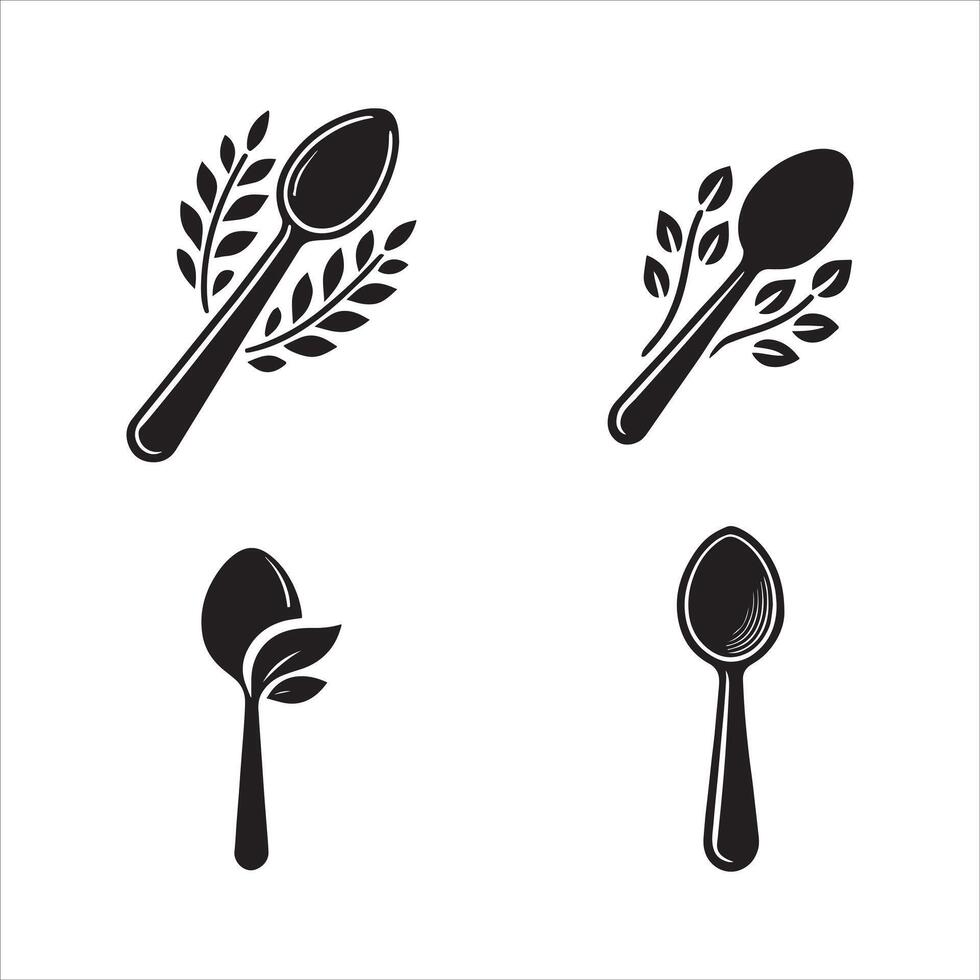 Simple Black Spoon Illustrations vector