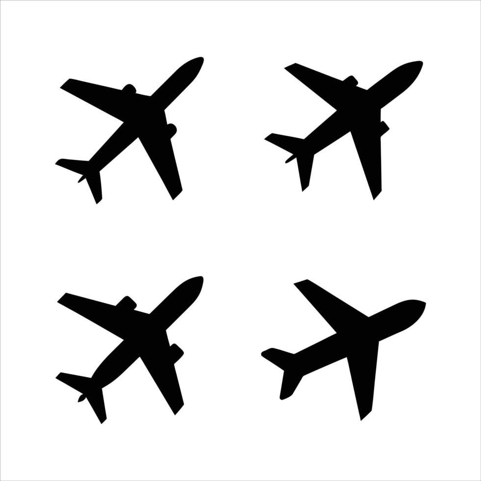 Airplane Silhouettes in Black vector
