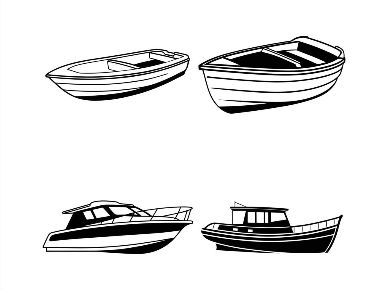 Boat Silhouettes in Black vector