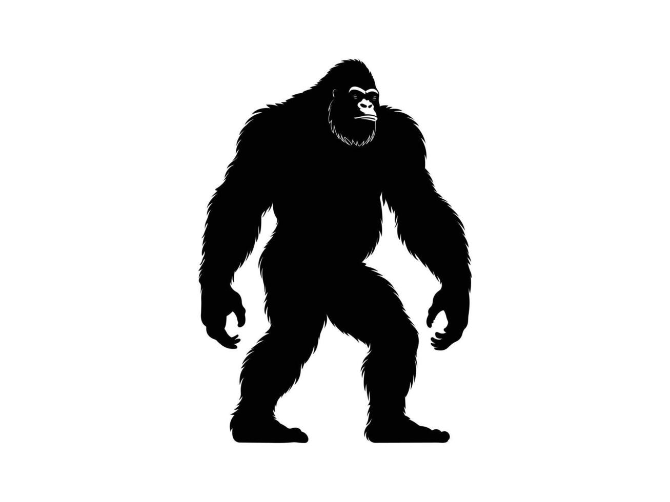 Powerful Gorilla Silhouette Against a White Background vector