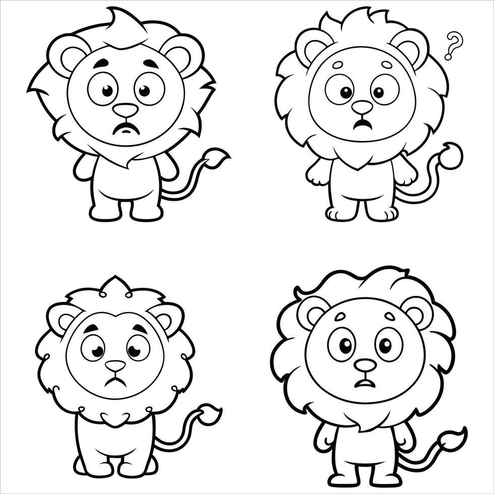 Cute Lion Confused Illustration vector