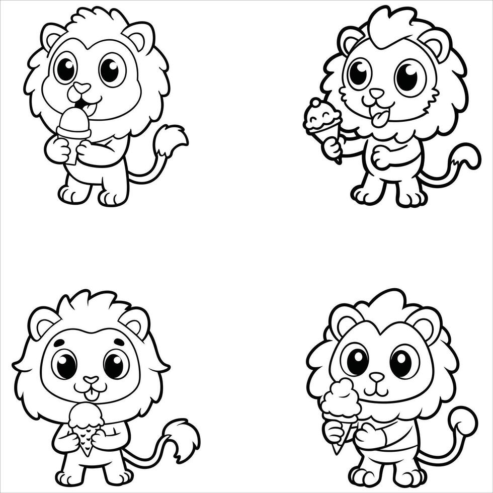 Lion eating ice crem svg vector