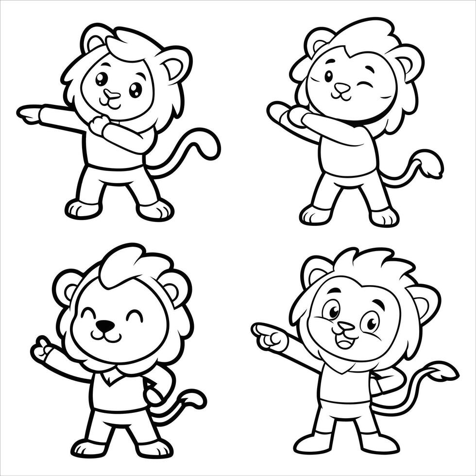 Lion dabbing dance svg Black and White Background vector