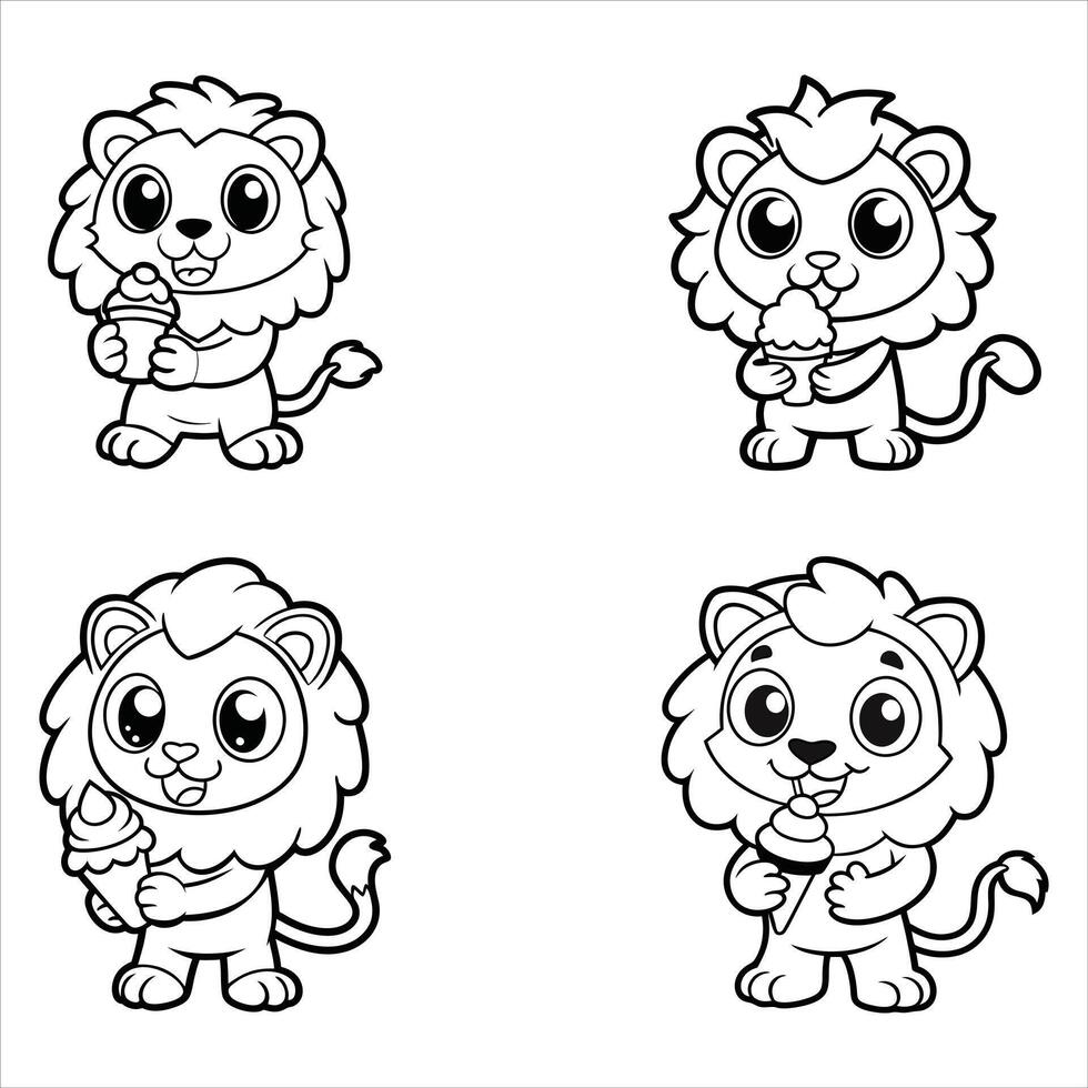 Lion Eating ice crem cone svg Bendle vector