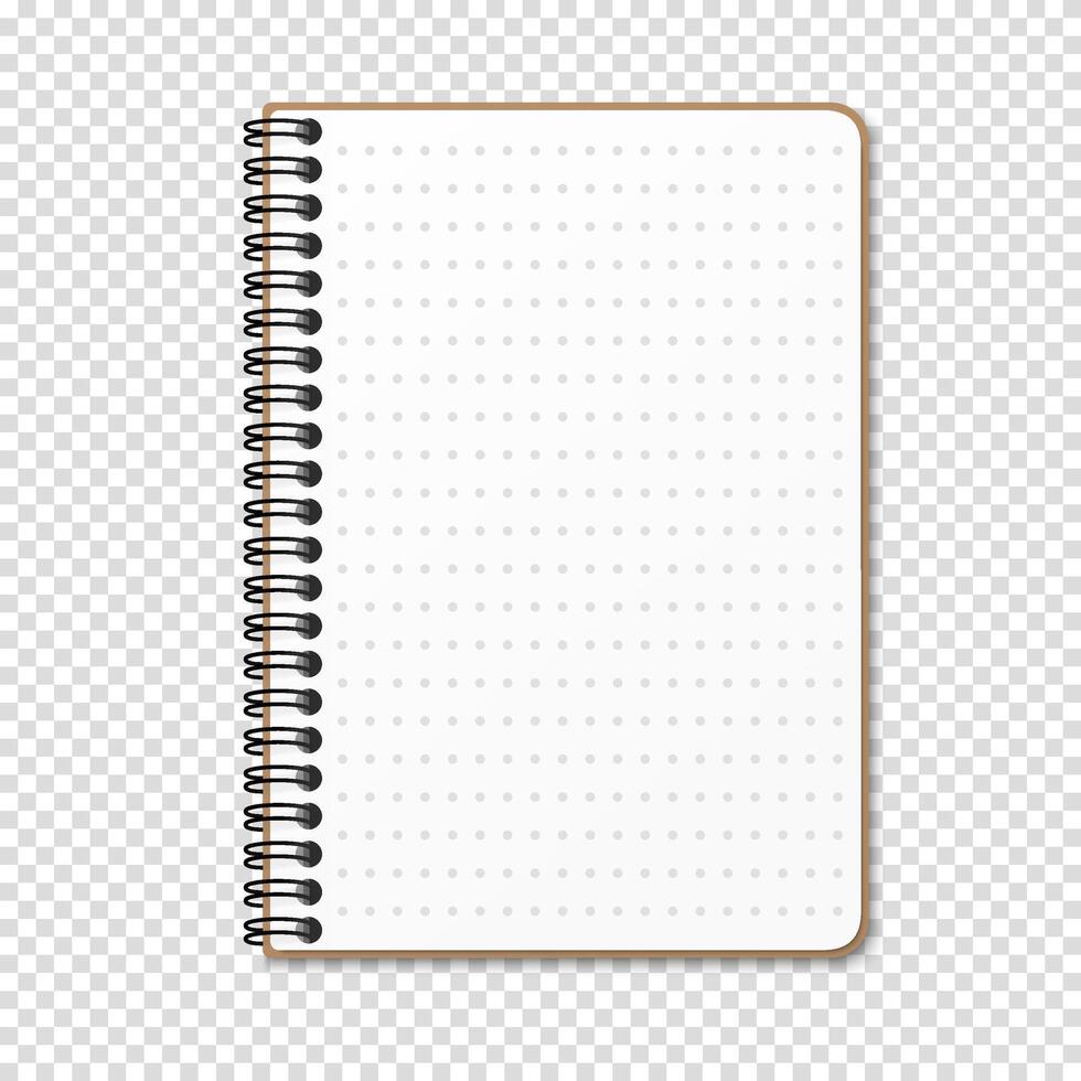 Notepad with a vertical spring spiral. Notebook with a dotted sheet. vector