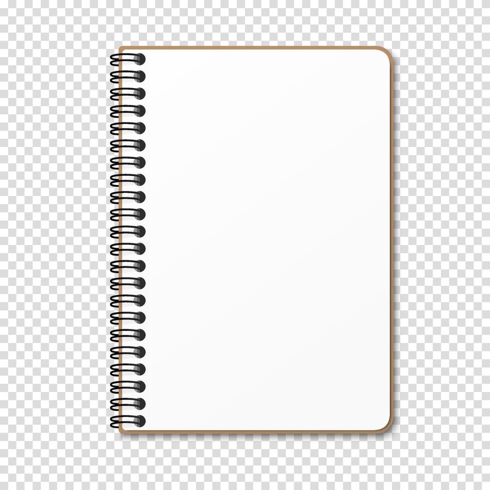 Notepad with a vertical spring spiral. Notebook with a blank white sheet. vector