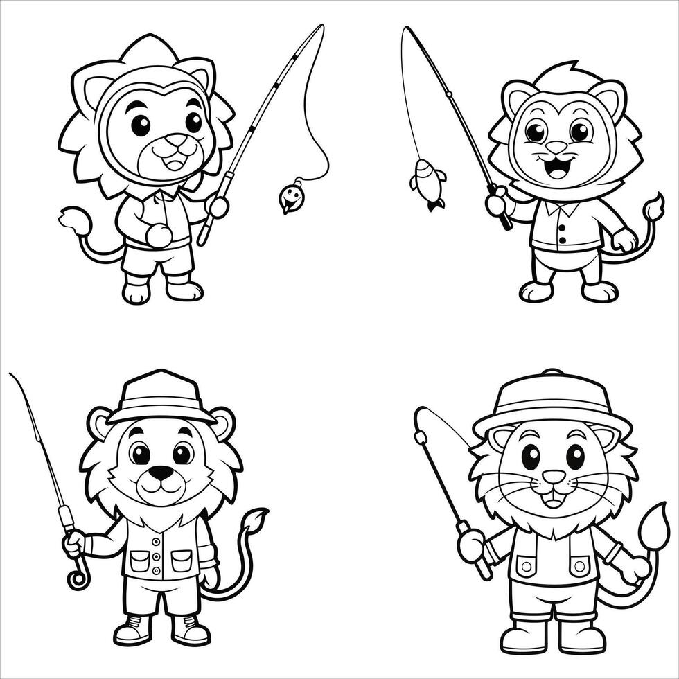 Lion Fishing White Background Design vector