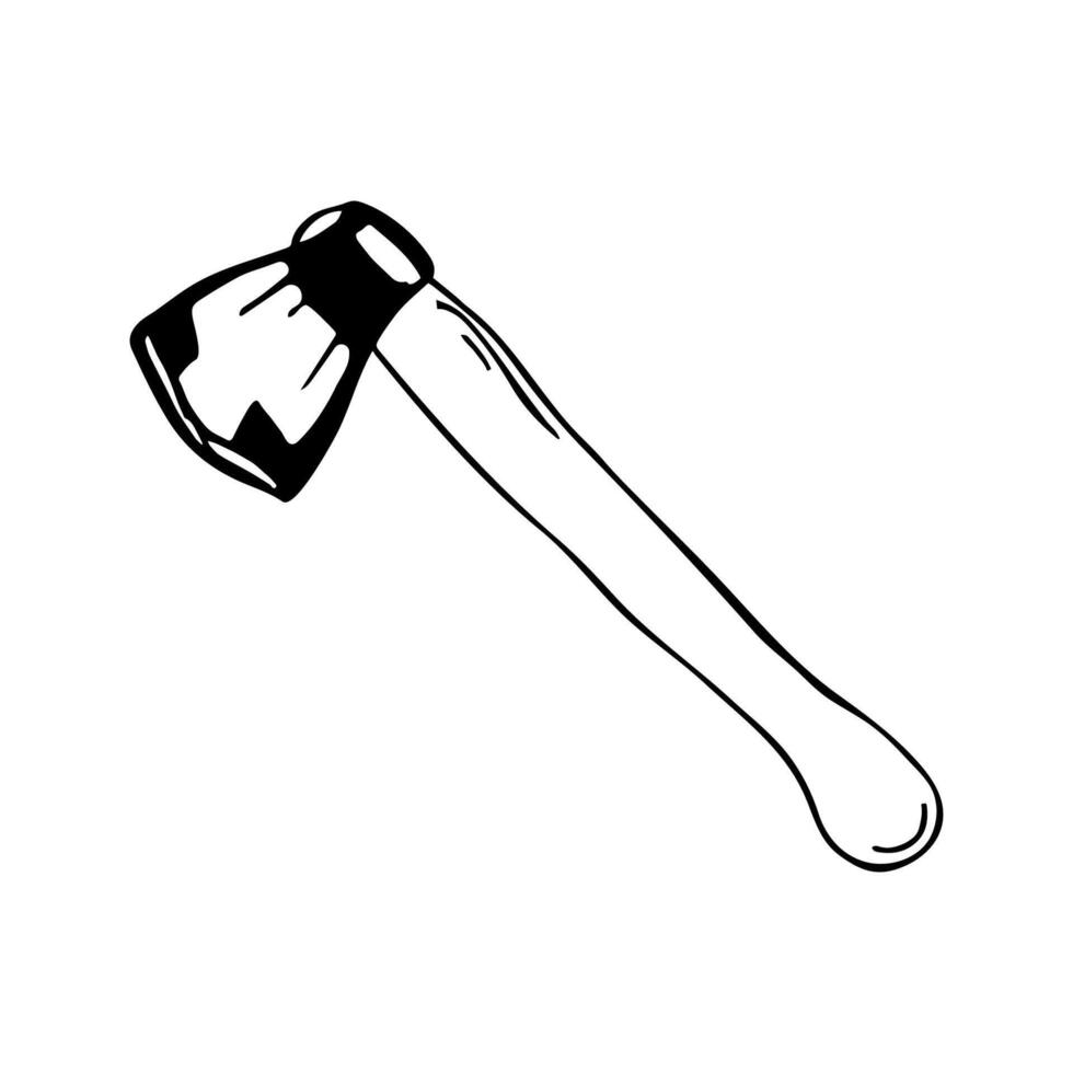 Axe drawn in hand drawn style on isolated white background. vector