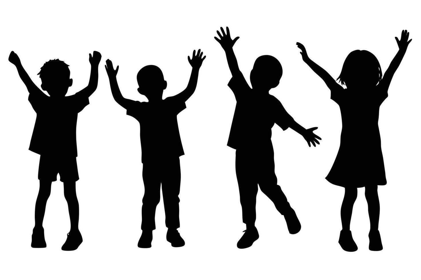 Dynamic Children Silhouettes in Playful Poses vector